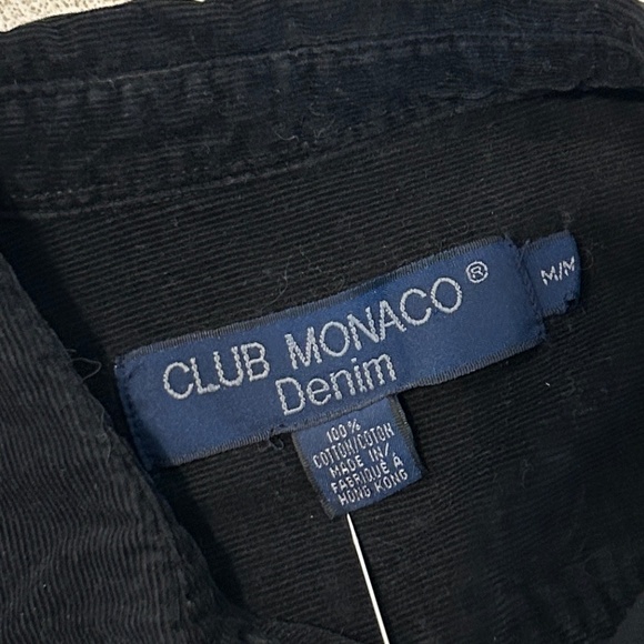 Club Monaco Denim Black Shirt Soft Fine Corduroy Size Medium Snaps Vintage - Picture 10 of 10